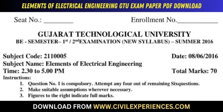 Gtu Elements Of Electrical Engineering 8 June 2016 2110005
