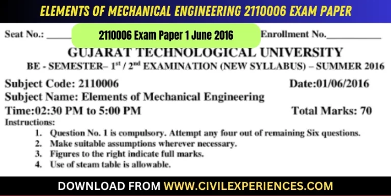 Gtu Elements Of Mechanical Engineering 1 June 2016 2110006
