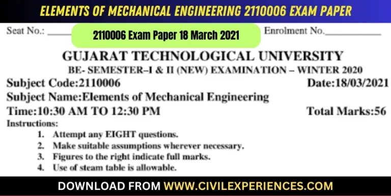 Gtu Elements Of Mechanical Engineering 18 March 2021 2110006