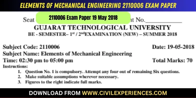 Gtu Elements Of Mechanical Engineering 19 May 2018 2110006