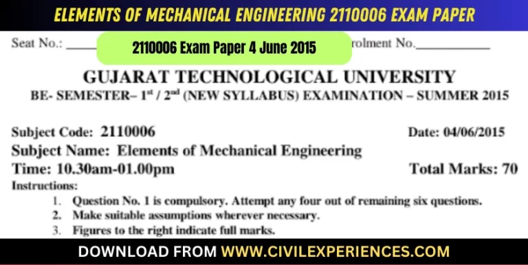 Gtu Elements Of Mechanical Engineering 4 June 2015 2110006