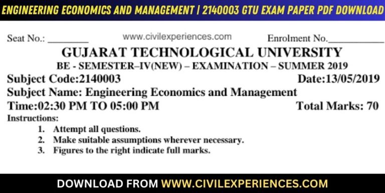 Gtu Engineering Economics And Management 13 May 2019 2140003