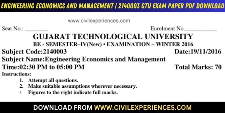 Gtu Engineering Economics And Management 19 November 2016 2140003
