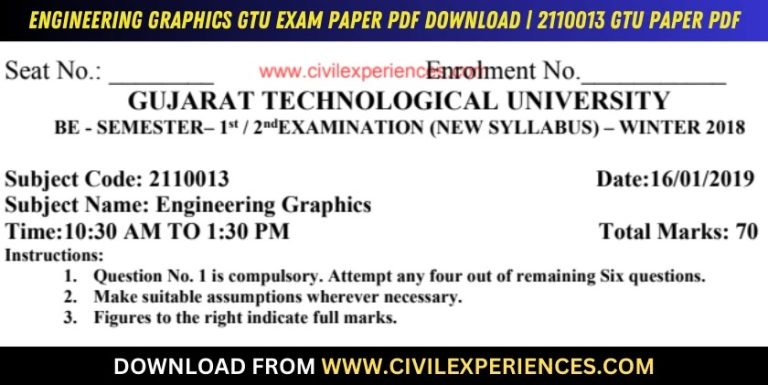 Gtu Engineering Graphics 16 January 2019 2110013