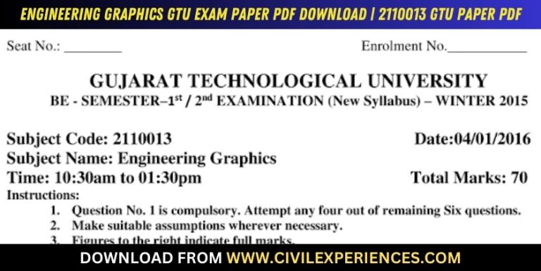 Gtu Engineering Graphics 4 January 2016 2110013