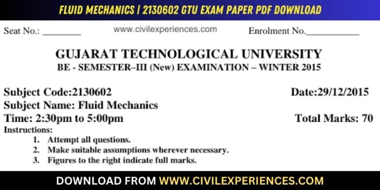 Gtu Fluid Mechanics 29 December 2015 2130602
