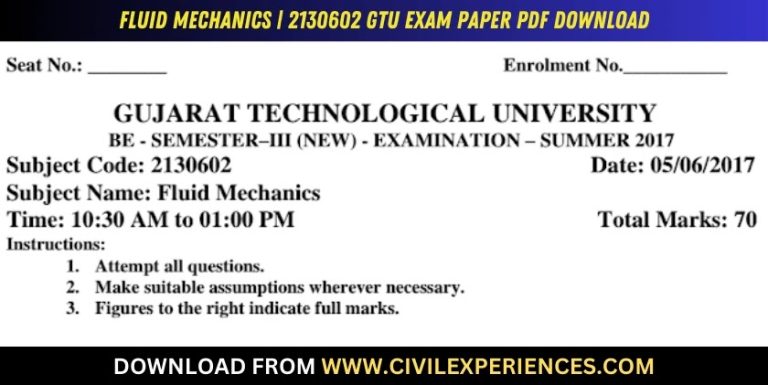 Gtu Fluid Mechanics 5 June 2017 2130602