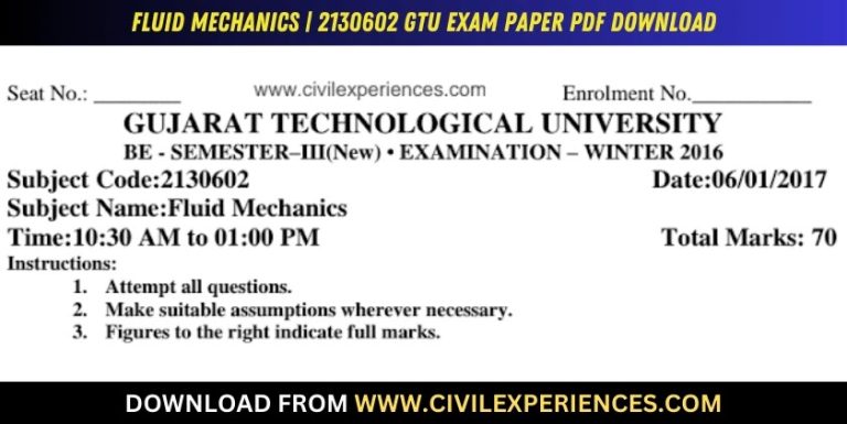 Gtu Fluid Mechanics 6 January 2017 2130602