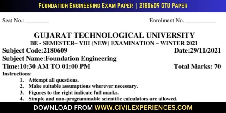 Gtu Foundation Engineering 29 November 2021 2180609