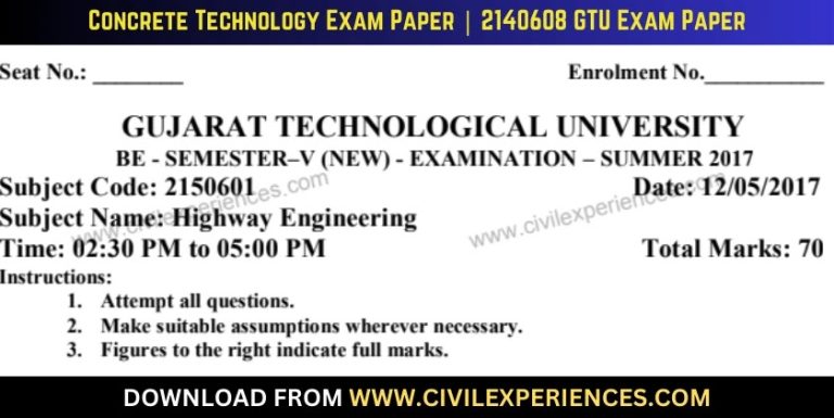 Gtu Highway Engineering 12 May 2017 2150601