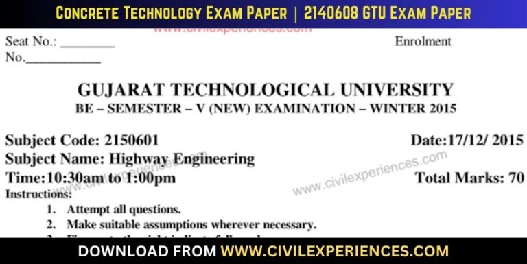 Gtu Highway Engineering 17 December 2015 2150601