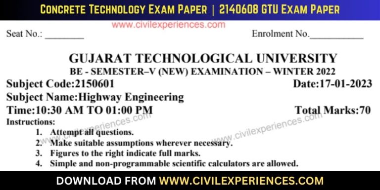 Gtu Highway Engineering 17 January 2023 2150601