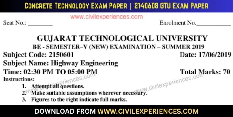 Gtu Highway Engineering 17 June 2019 2150601