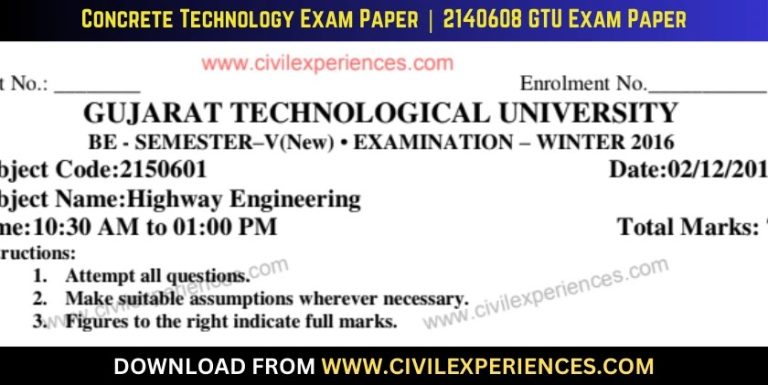 Gtu Highway Engineering 2 December 2016 2150601
