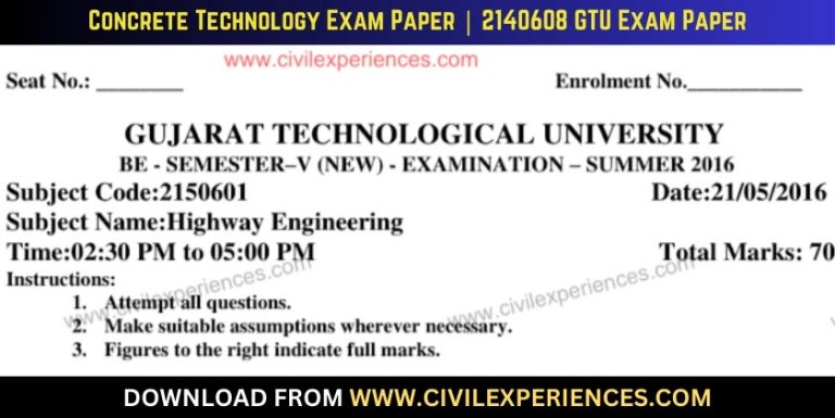 Gtu Highway Engineering 21 May 2016 2150601