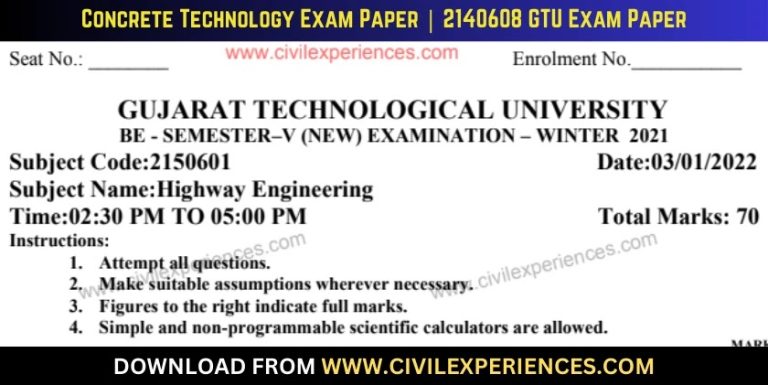 Gtu Highway Engineering 3 January 2022 2150601