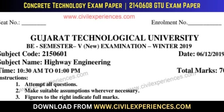 Gtu Highway Engineering 6 December 2019 2150601