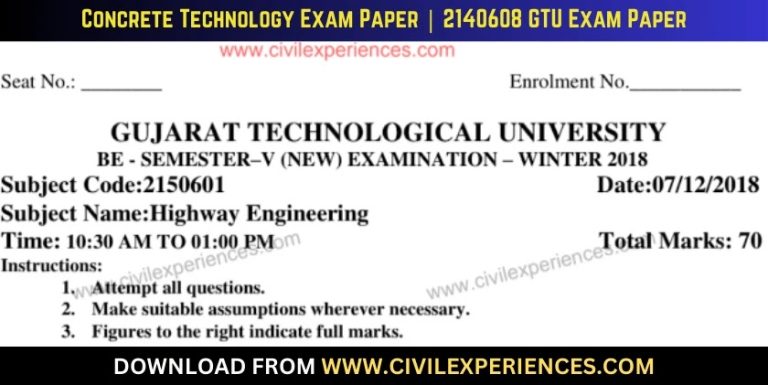 Gtu Highway Engineering 7 December 2018 2150601