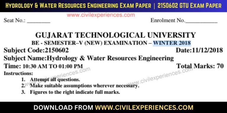 Gtu Hydrology &Amp; Water Resources Engineering 11 December 2018 2150602