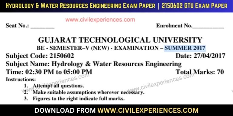 Gtu Hydrology &Amp; Water Resources Engineering 27 April 2017 2150602