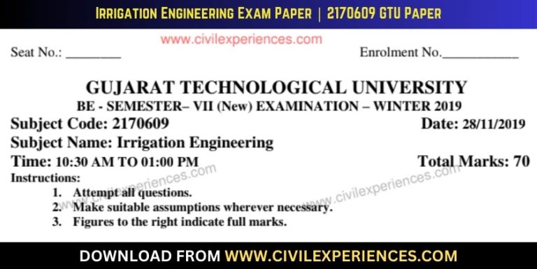 Gtu Irrigation Engineering 2 November 2019 2170609