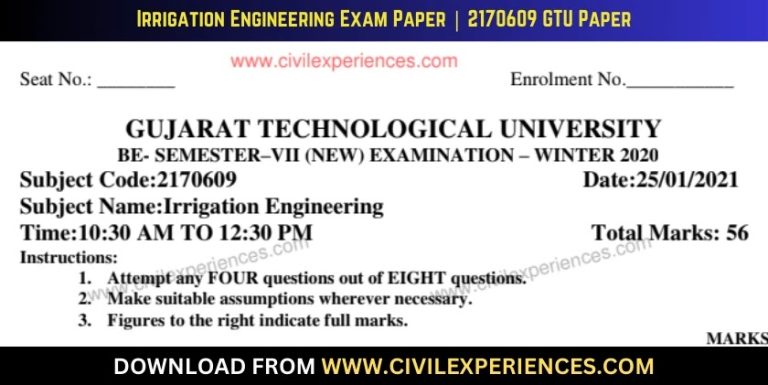 Gtu Irrigation Engineering 25 January 2021 2170609
