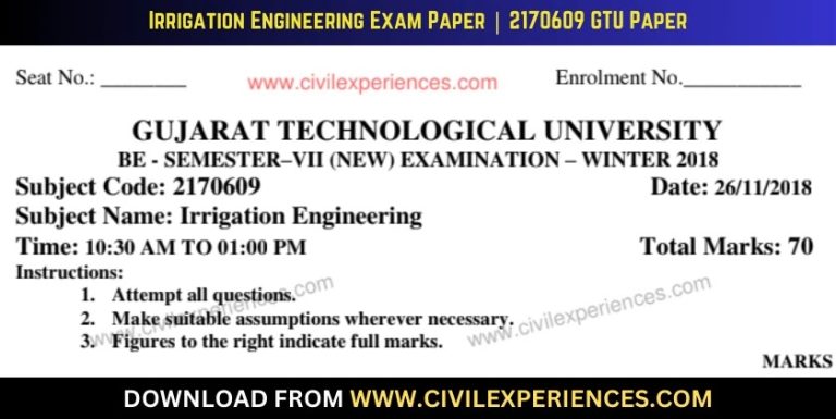 Gtu Irrigation Engineering 26 November 2018 2170609