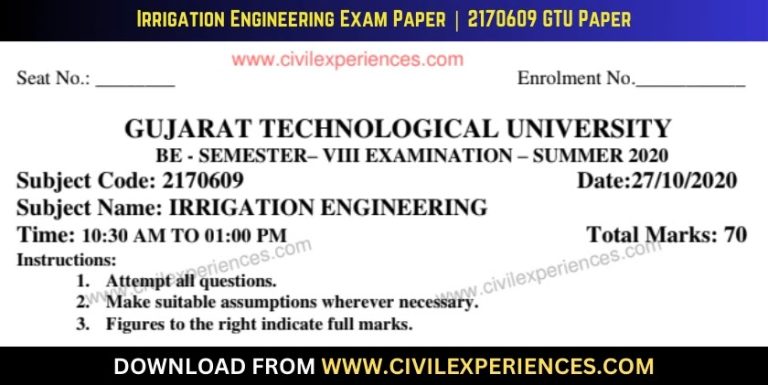 Gtu Irrigation Engineering 27 October 2020 2170609