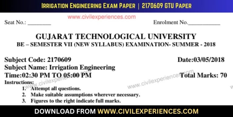 Gtu Irrigation Engineering 30 May 2018 2170609