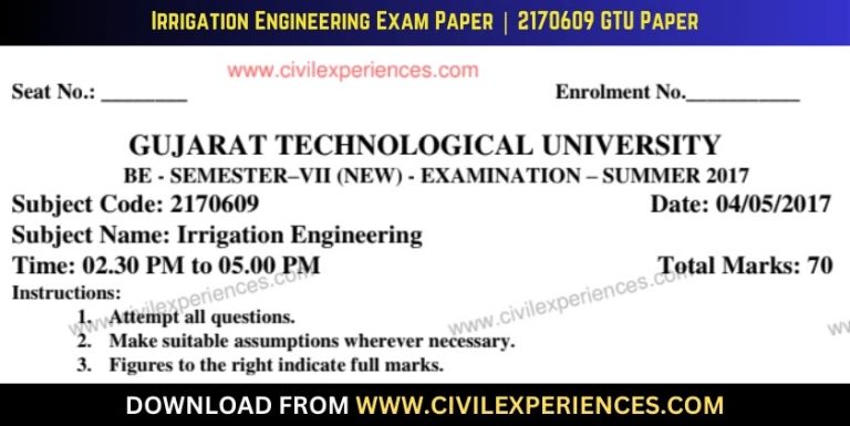 Gtu Irrigation Engineering 4 May 2017 2170609