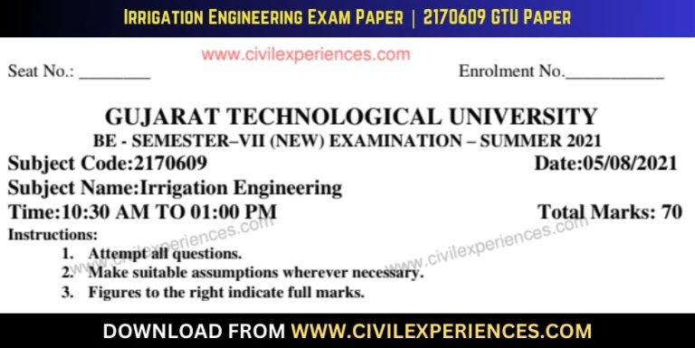 Gtu Irrigation Engineering 5 August 2021 2170609