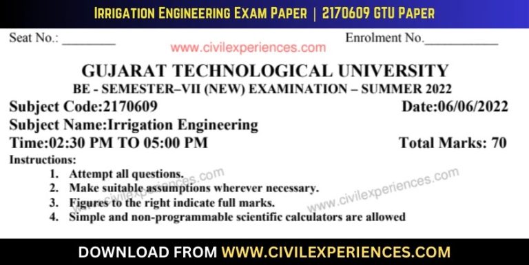 Gtu Irrigation Engineering 6 June 2022 2170609