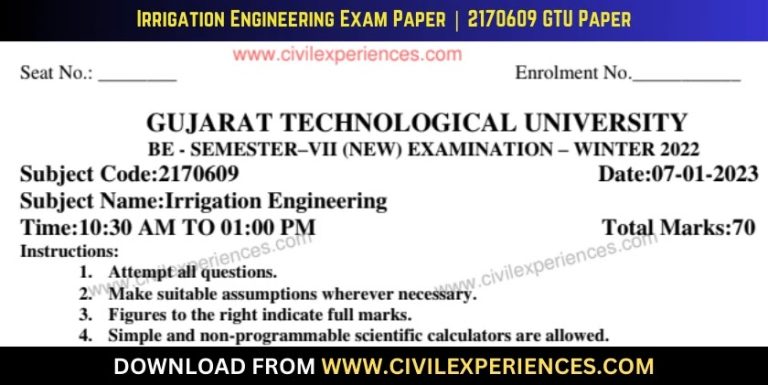 Gtu Irrigation Engineering 7 January 2023 2170609