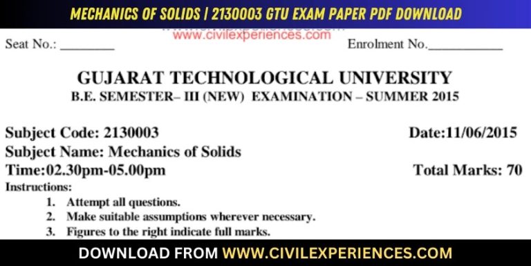 Gtu Mechanics Of Solids 11 June 2015 2130003