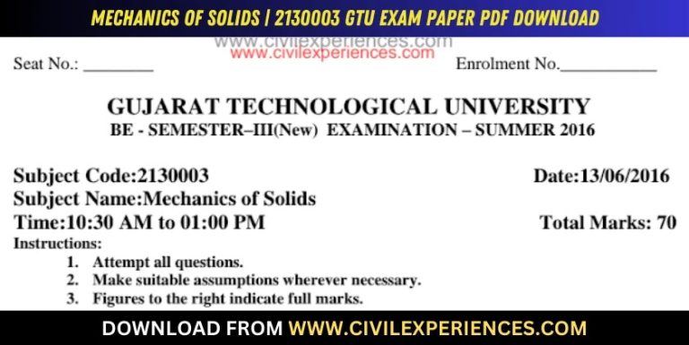 Gtu Mechanics Of Solids 13 June 2016 2130003