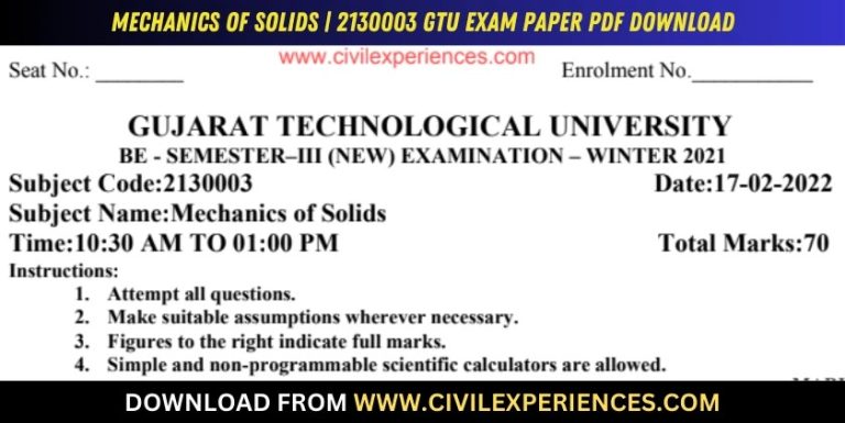 Gtu Mechanics Of Solids 17 February 2022 2130003