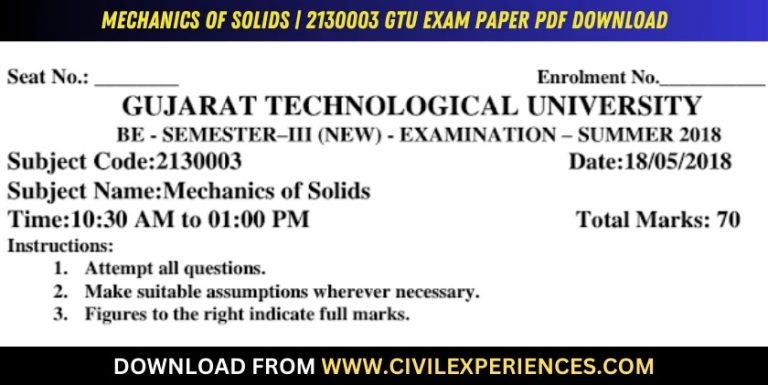 Gtu Mechanics Of Solids 18 May 2018 2130003