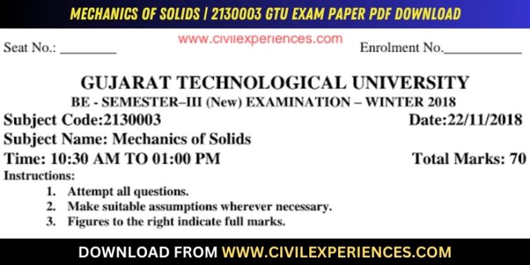 Gtu Mechanics Of Solids 22 November 2018 2130003