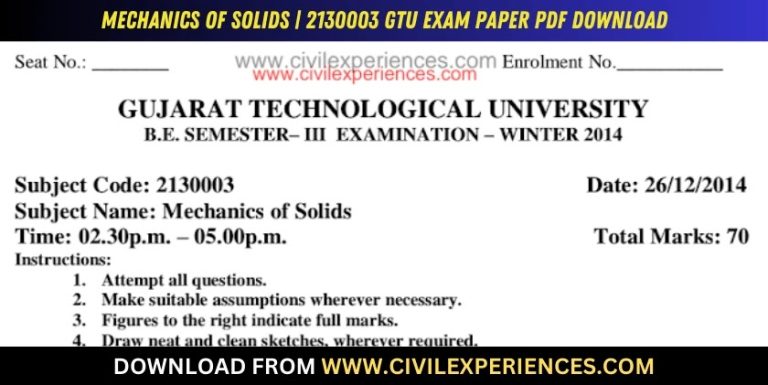 Gtu Mechanics Of Solids 26 December 2014 2130003
