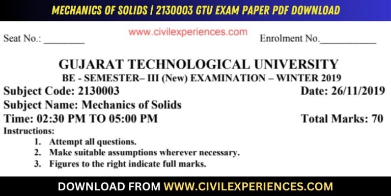 Gtu Mechanics Of Solids 26 November 2019 2130003