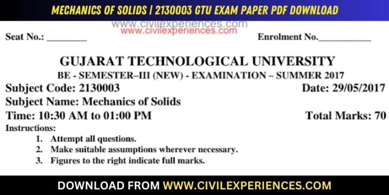 Gtu Mechanics Of Solids 29 May 2017 2130003