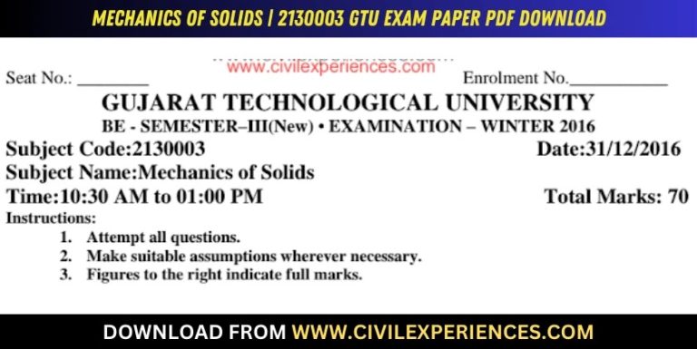 Gtu Mechanics Of Solids 31 December 2016 2130003