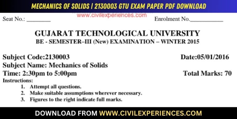 Gtu Mechanics Of Solids 5 January 2016 2130003