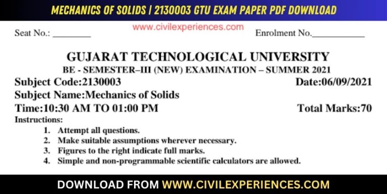 Gtu Mechanics Of Solids 6 September 2021 2130003