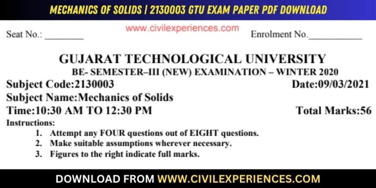 Gtu Mechanics Of Solids 9 March 2021 2130003