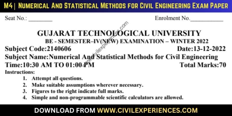 Gtu Numerical And Statistical Methods For Civil Engineering 13 December 2022 2140606