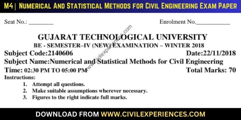 Gtu Numerical And Statistical Methods For Civil Engineering 22 November 2018 2140606
