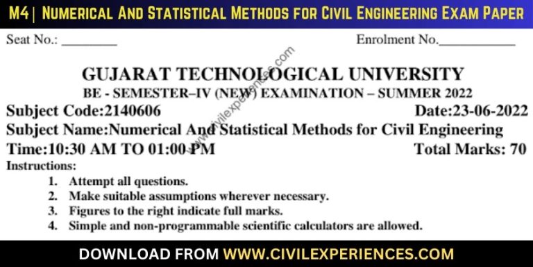 Gtu Numerical And Statistical Methods For Civil Engineering 23 June 2022 2140606