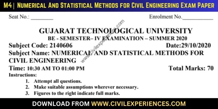 Gtu Numerical And Statistical Methods For Civil Engineering 29 October 2020 2140606