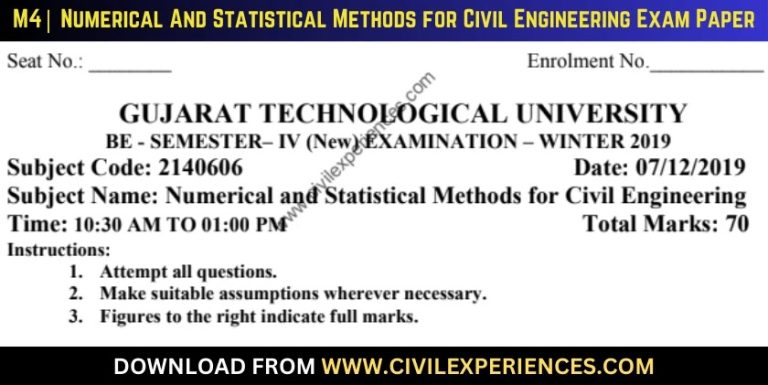 Gtu Numerical And Statistical Methods For Civil Engineering 7 December 2019 2140606